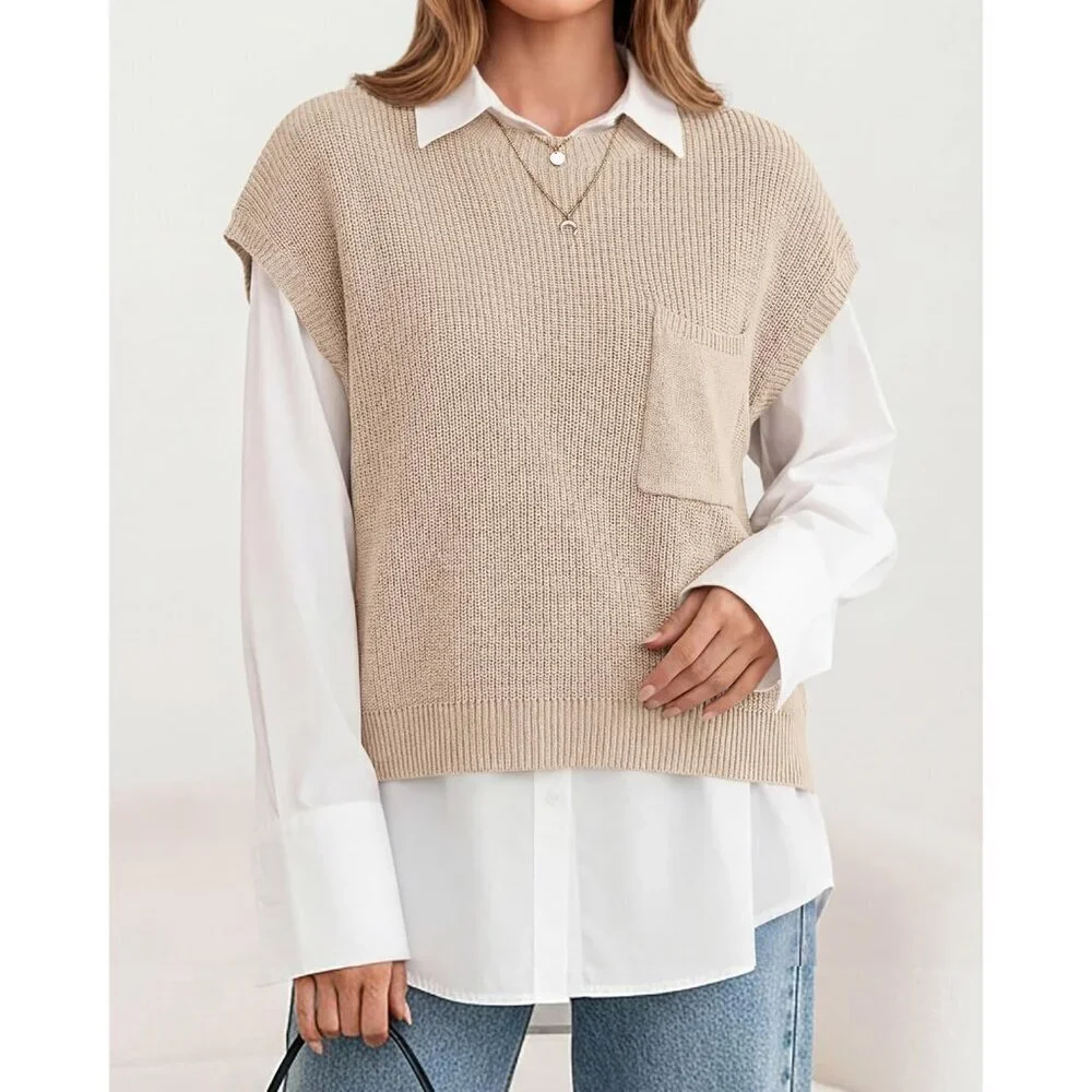 Spring Summer Short Sleeve Sweater for Women 2026 Casual Sweater Vest Cotton Kni